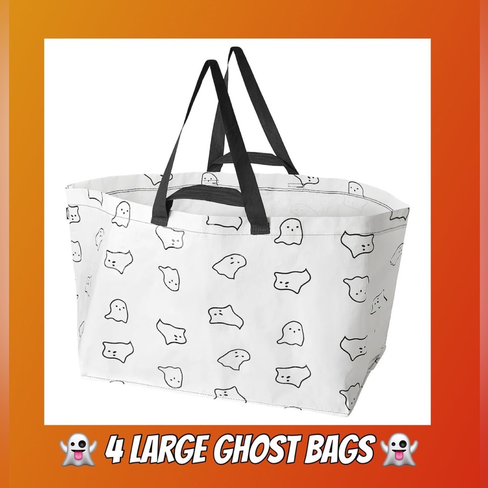 4 KUSTFYR Ghost Shopping bags, large, 19 gallon each